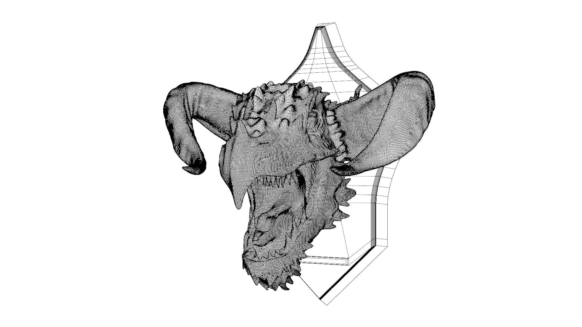 Golden Dragon Head Trophy 3D model_31