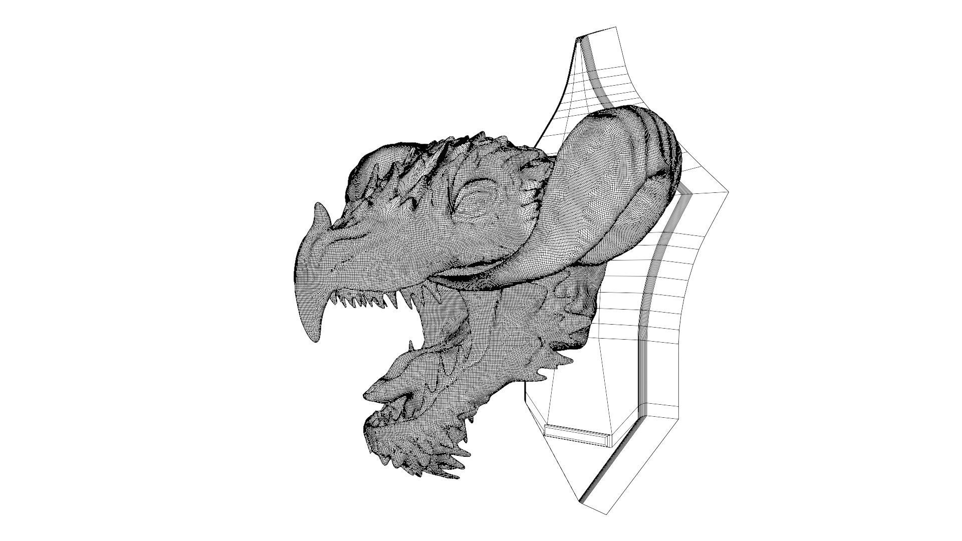 Golden Dragon Head Trophy 3D model_33