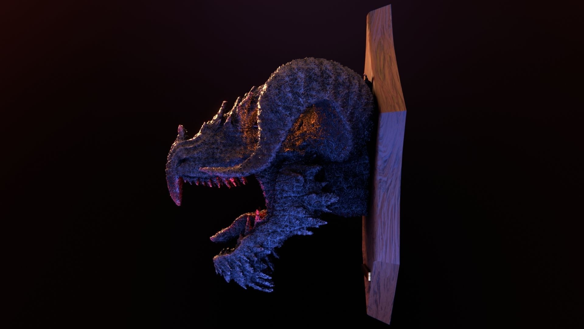 Golden Dragon Head Trophy 3D model_11