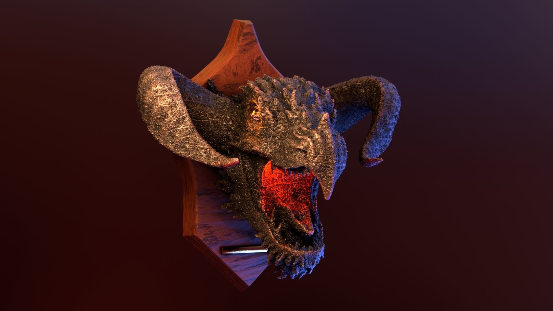 Golden Dragon Head Trophy 3D model_5