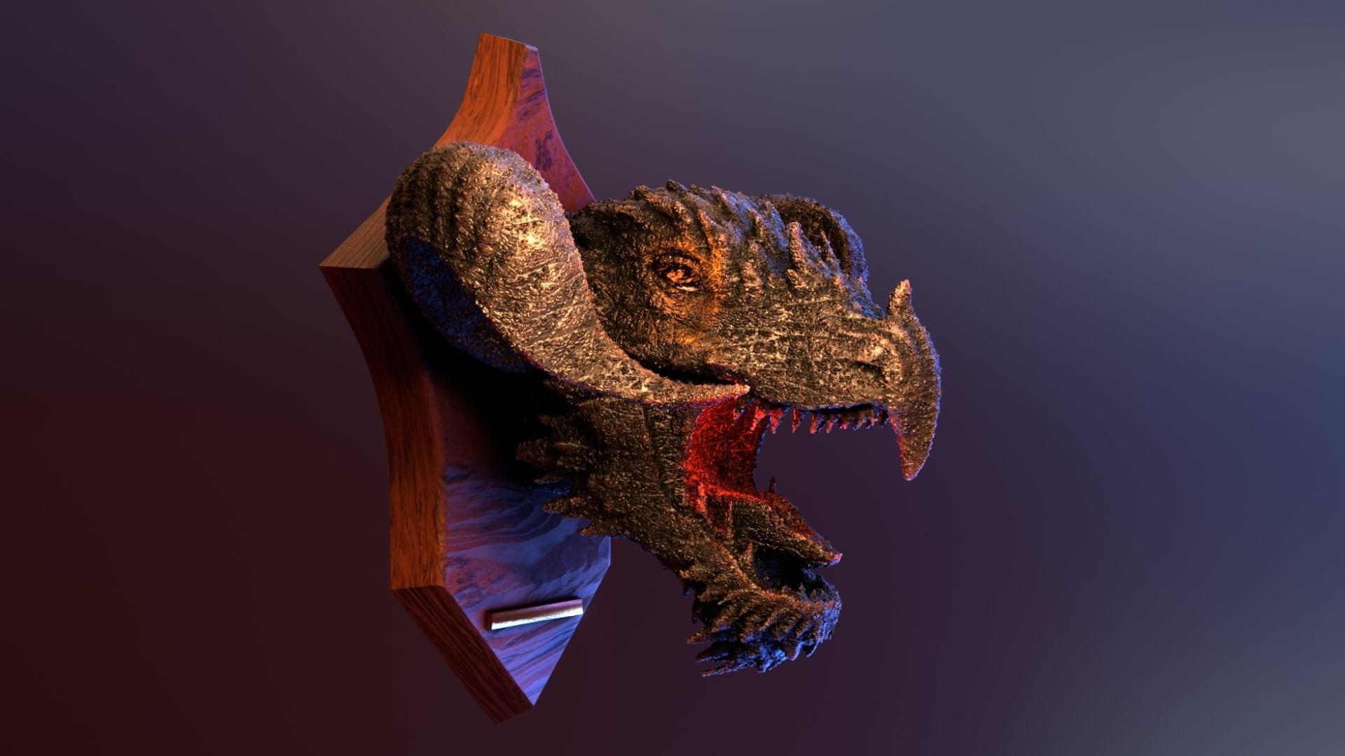 Golden Dragon Head Trophy 3D model_3