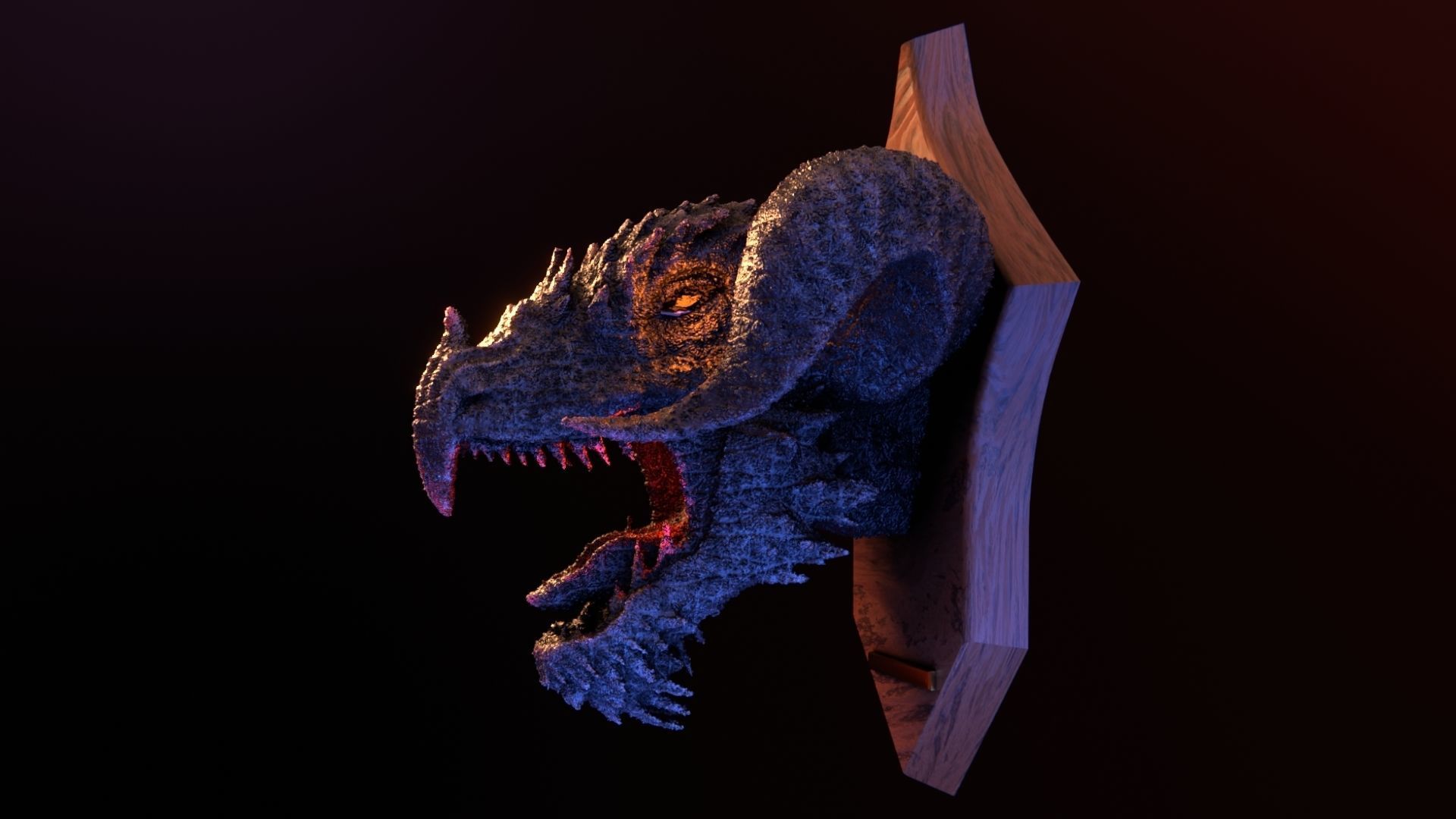 Golden Dragon Head Trophy 3D model_10