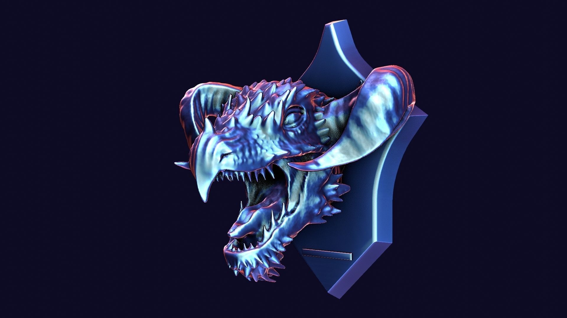 Golden Dragon Head Trophy 3D model_20