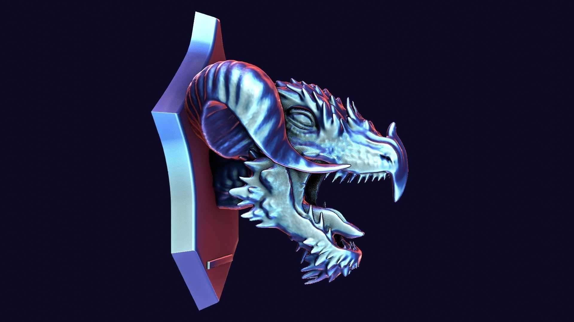 Golden Dragon Head Trophy 3D model_13