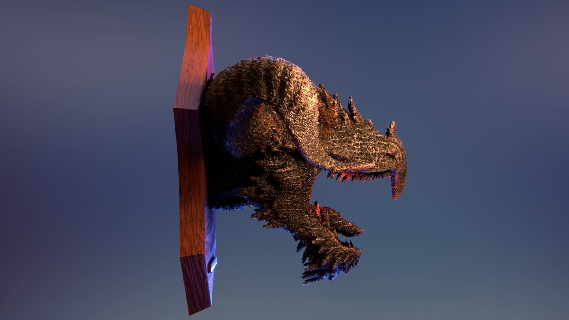 Golden Dragon Head Trophy 3D model_1