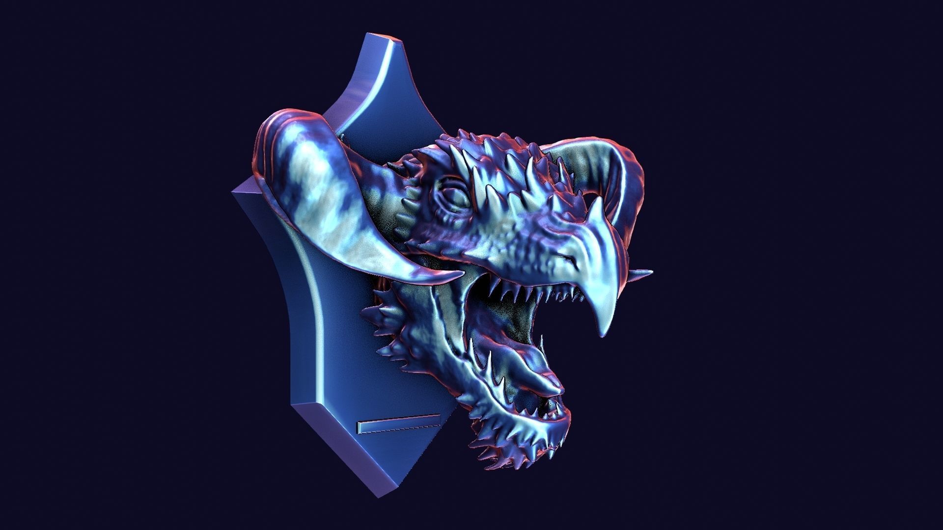 Golden Dragon Head Trophy 3D model_15