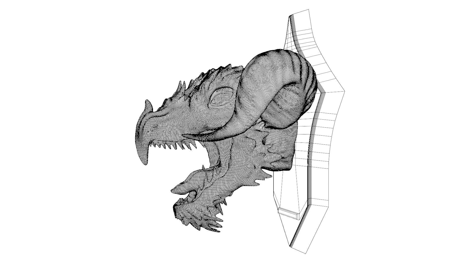 Golden Dragon Head Trophy 3D model_34