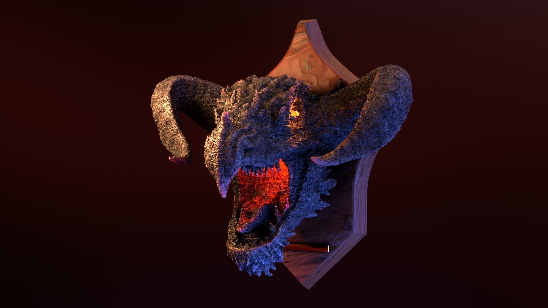 Golden Dragon Head Trophy 3D model_8
