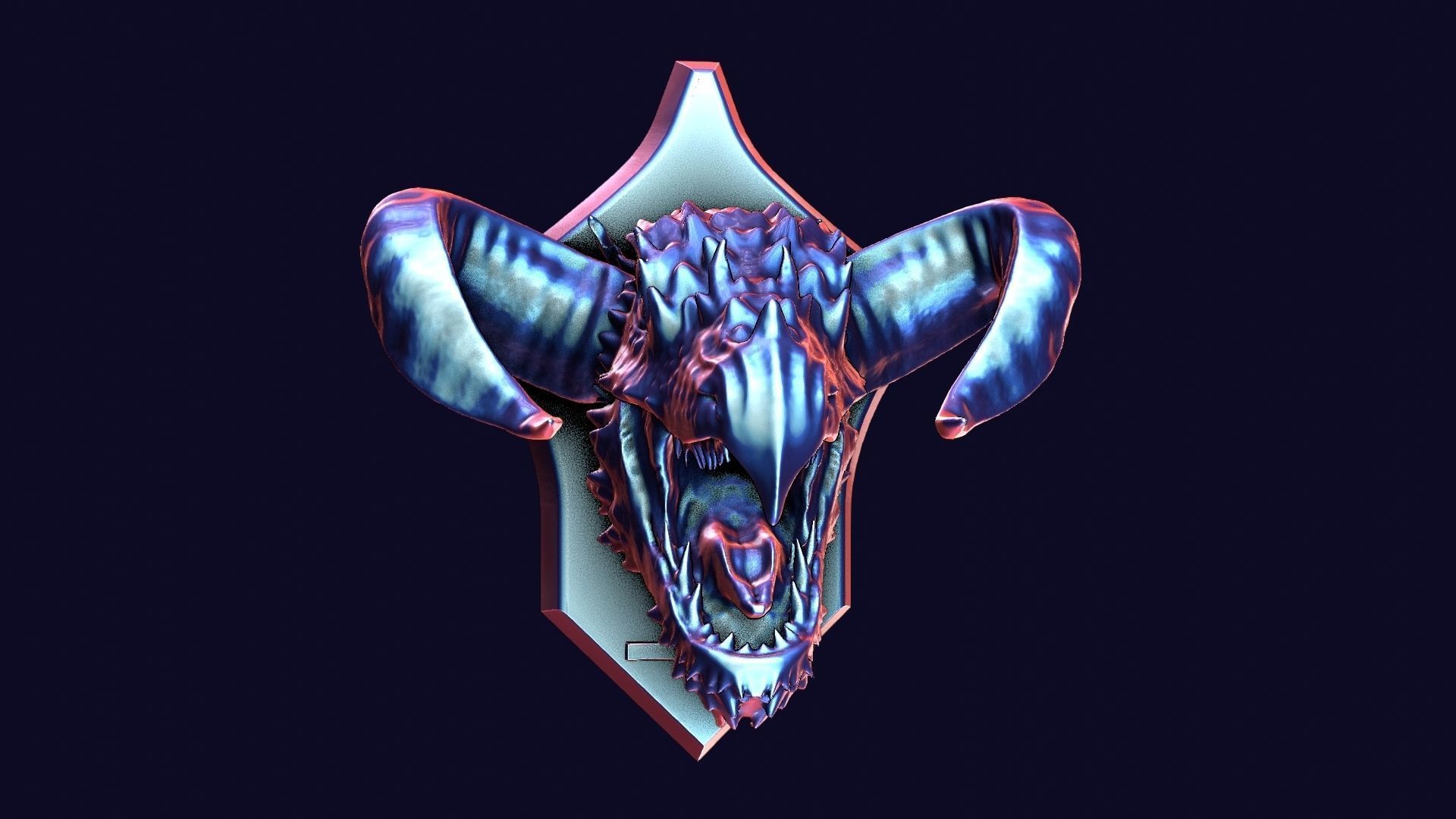 Golden Dragon Head Trophy 3D model_17