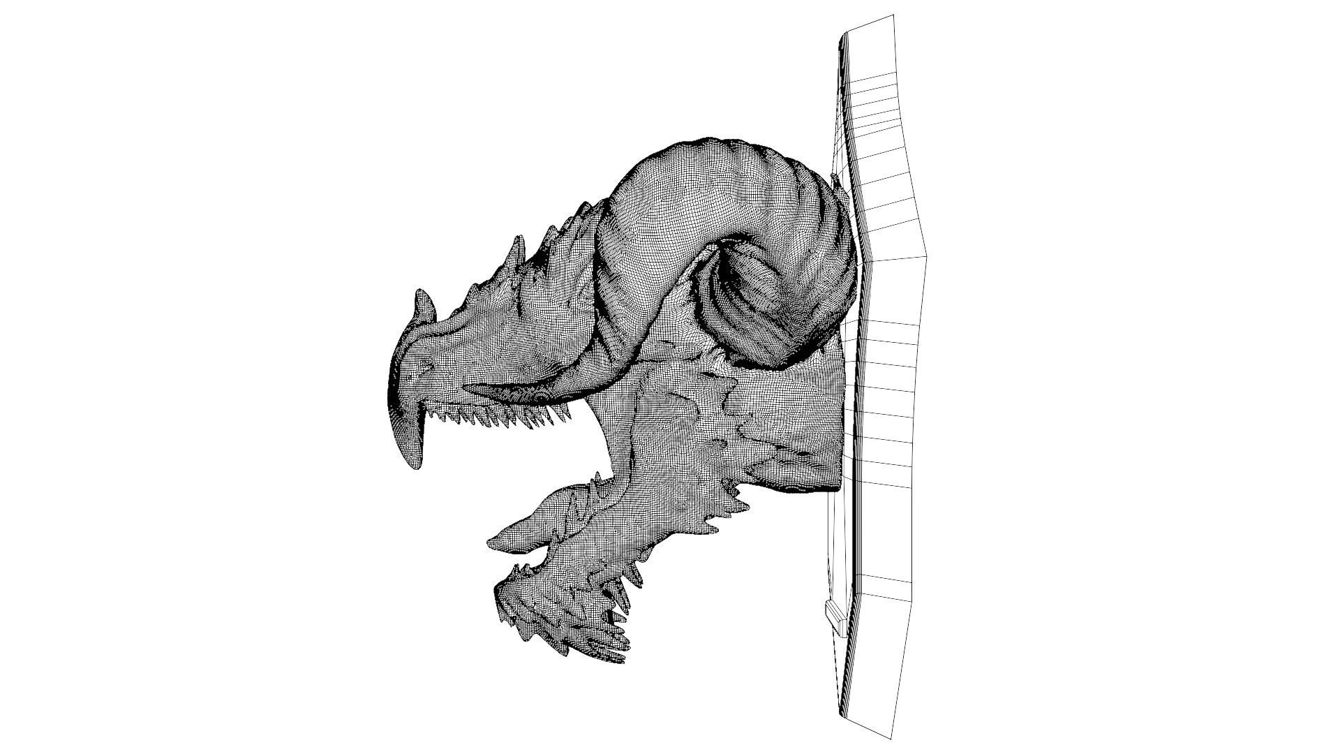 Golden Dragon Head Trophy 3D model_35