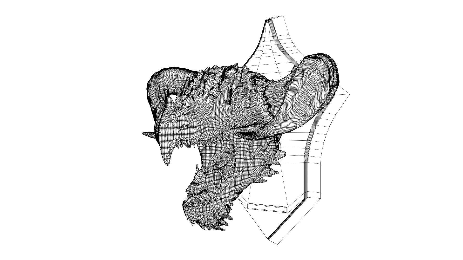 Golden Dragon Head Trophy 3D model_32