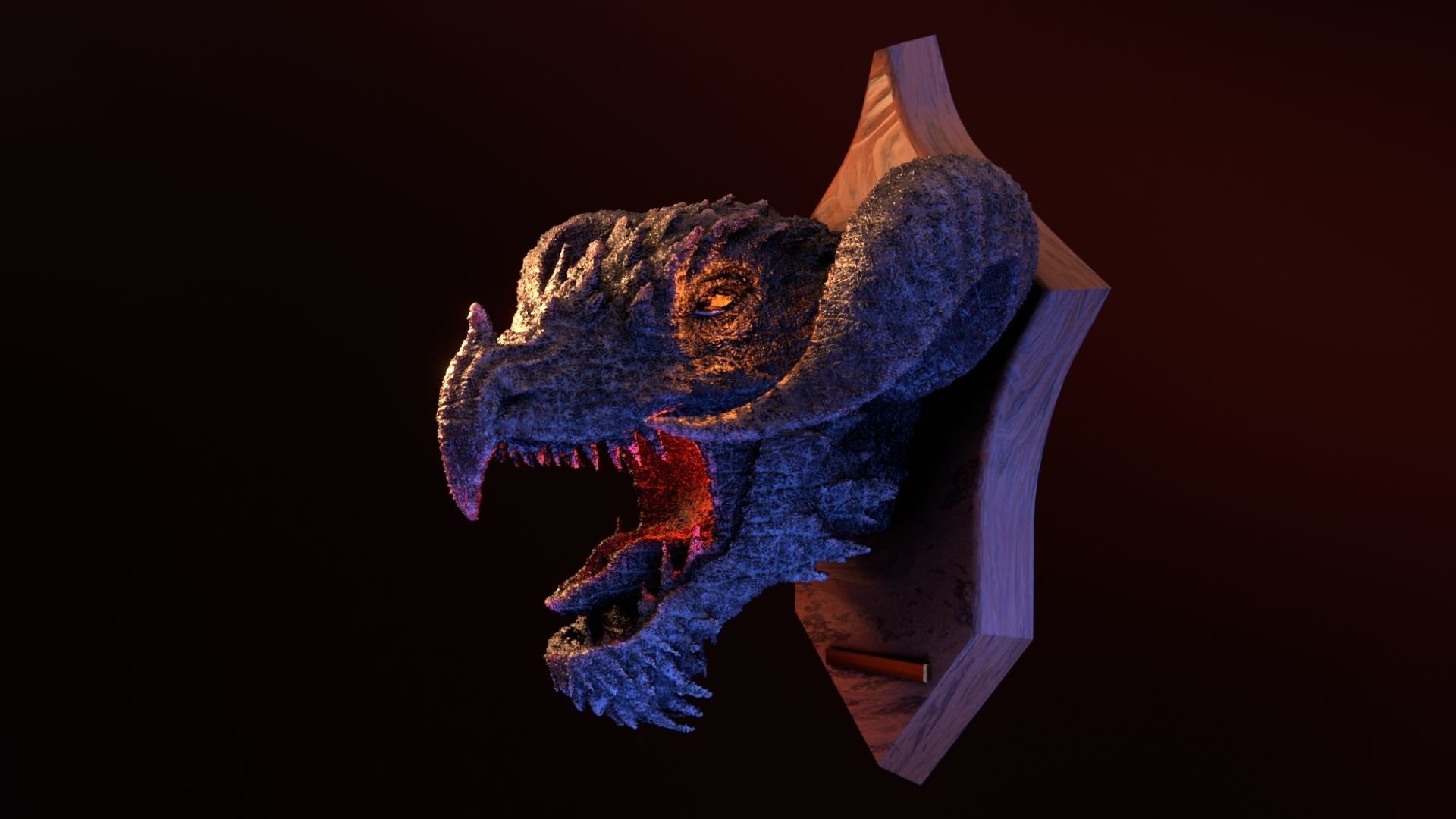 Golden Dragon Head Trophy 3D model_9
