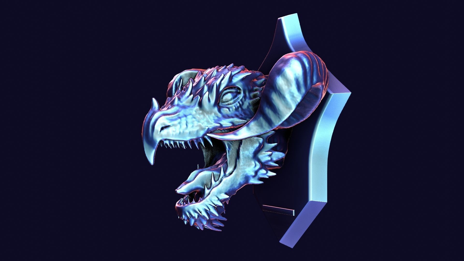 Golden Dragon Head Trophy 3D model_21