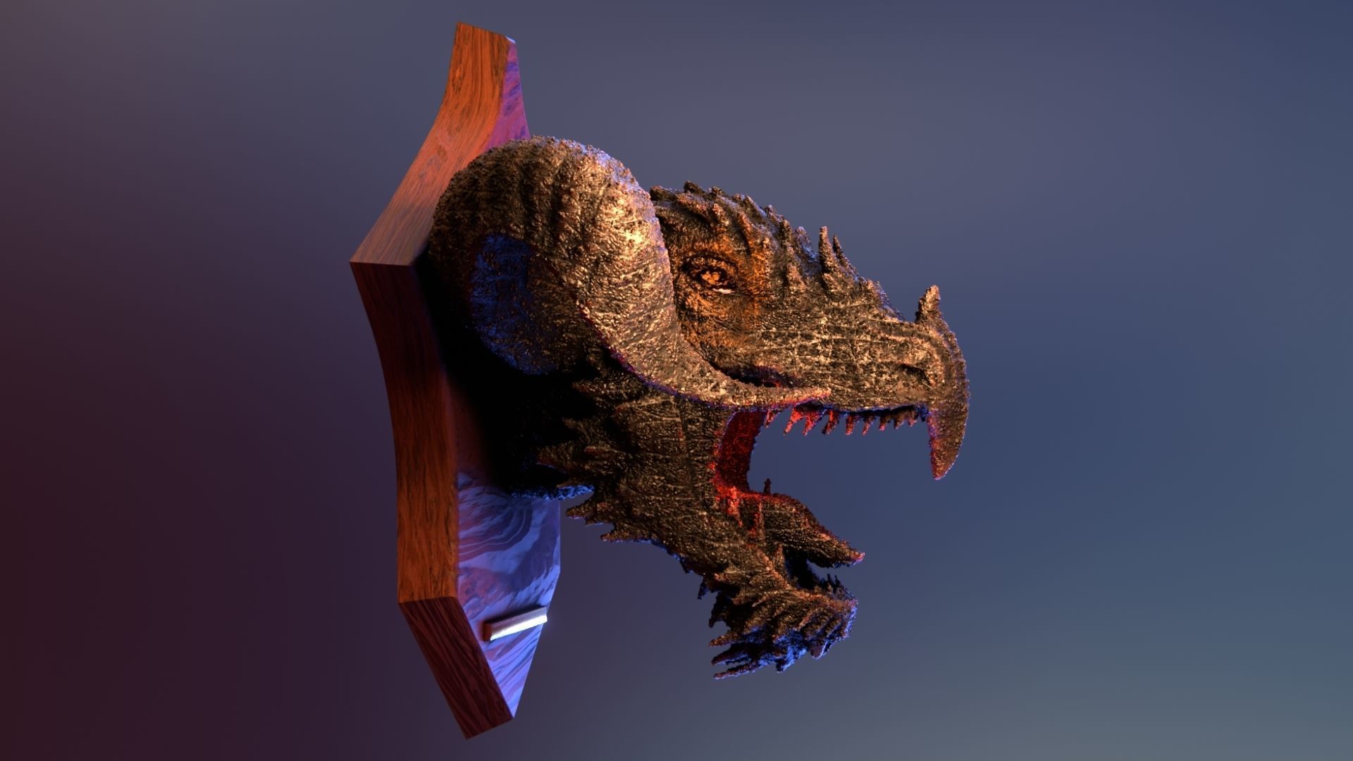 Golden Dragon Head Trophy 3D model_2