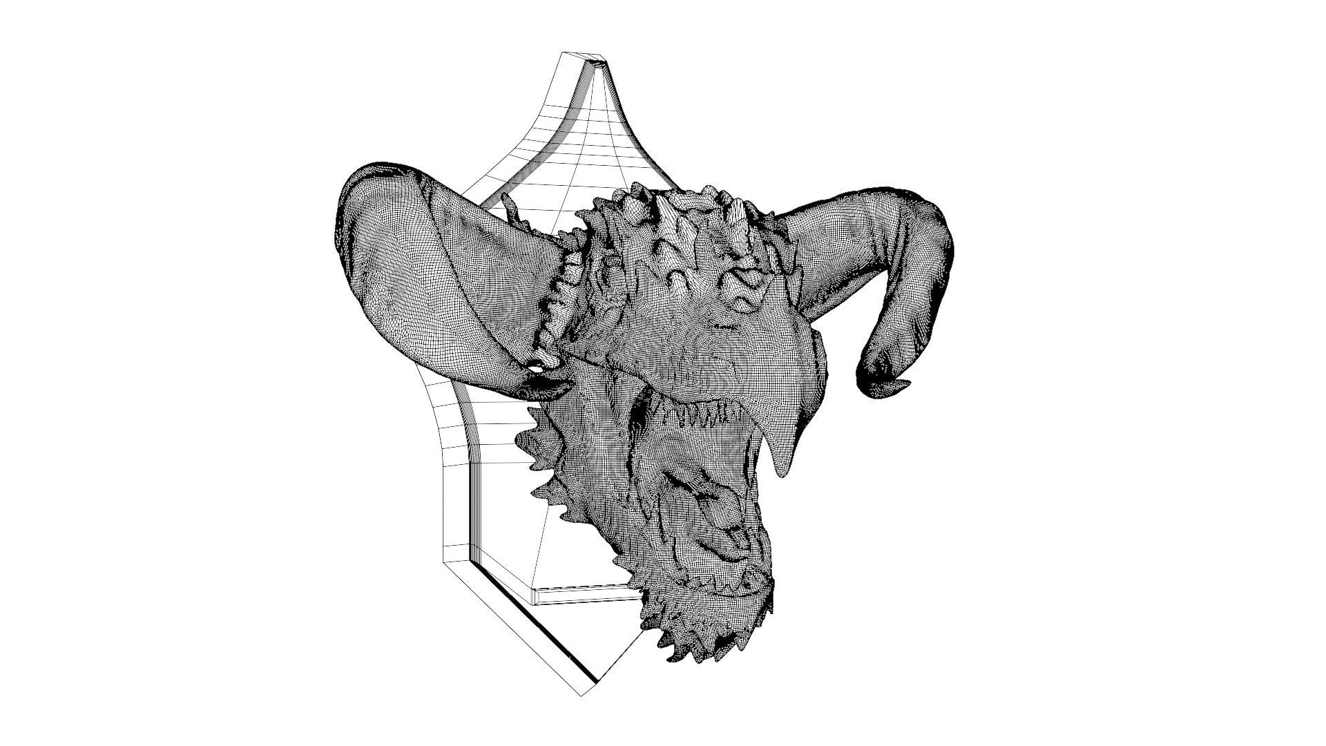 Golden Dragon Head Trophy 3D model_28