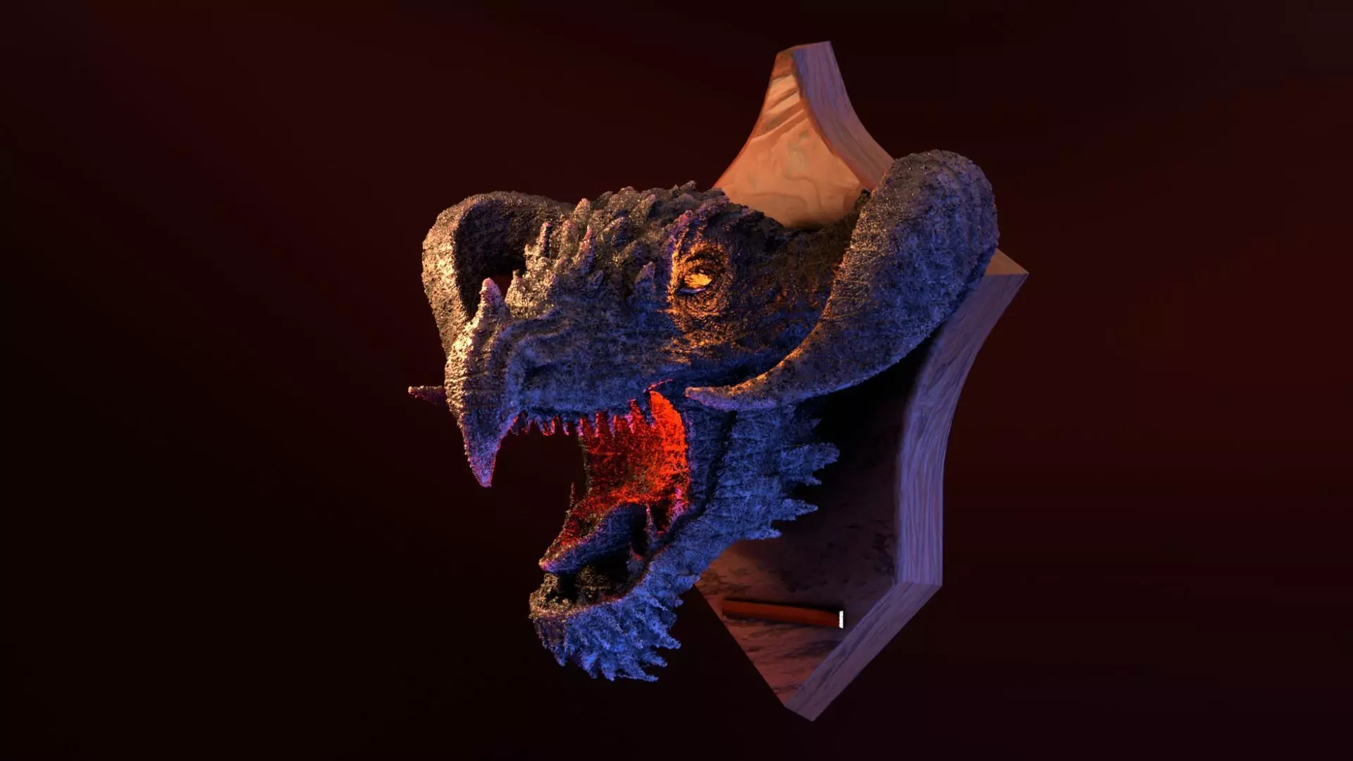 Golden Dragon Head Trophy 3D model_0