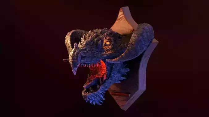 Golden Dragon Head Trophy  3D model