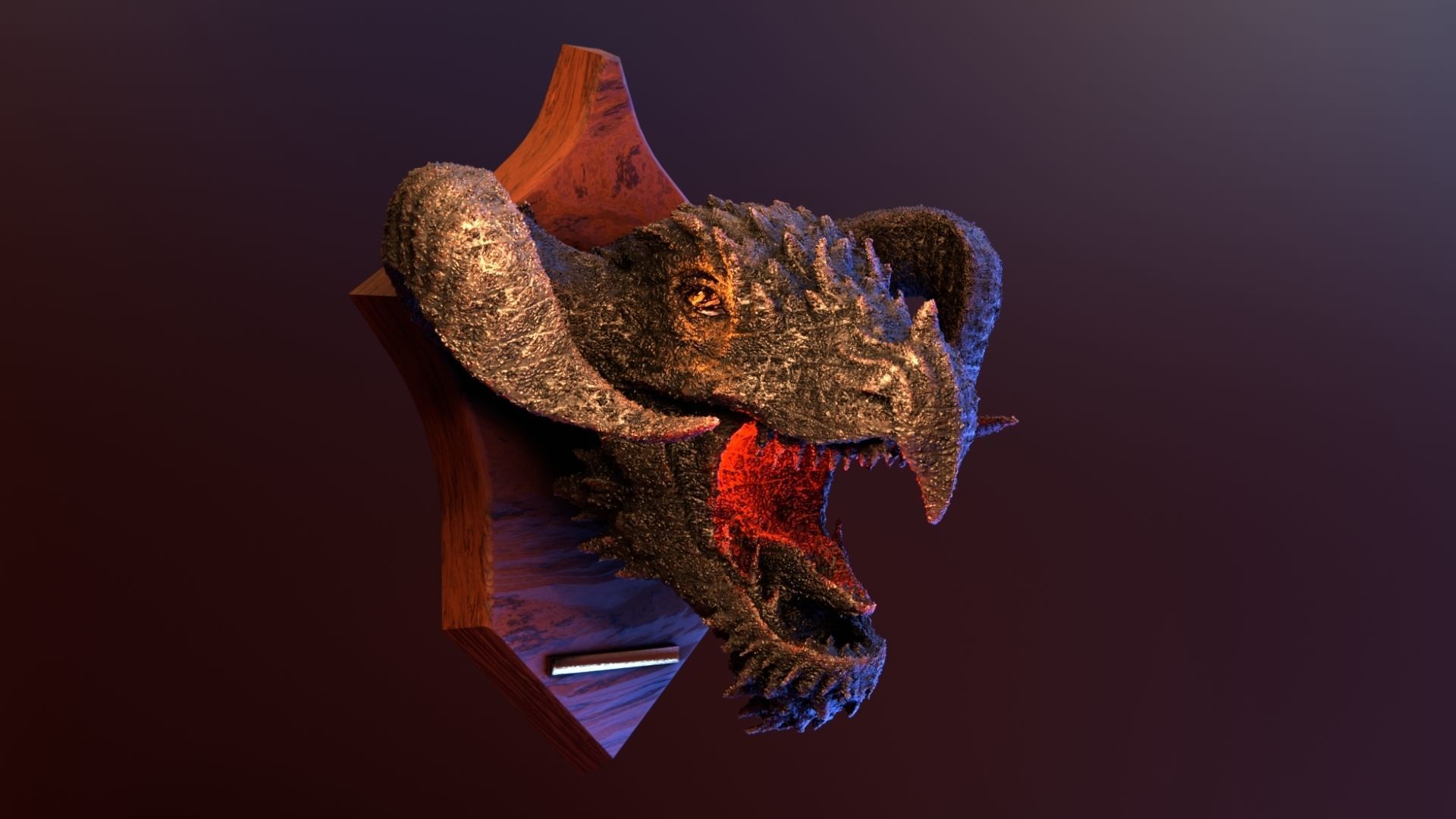 Golden Dragon Head Trophy 3D model_4