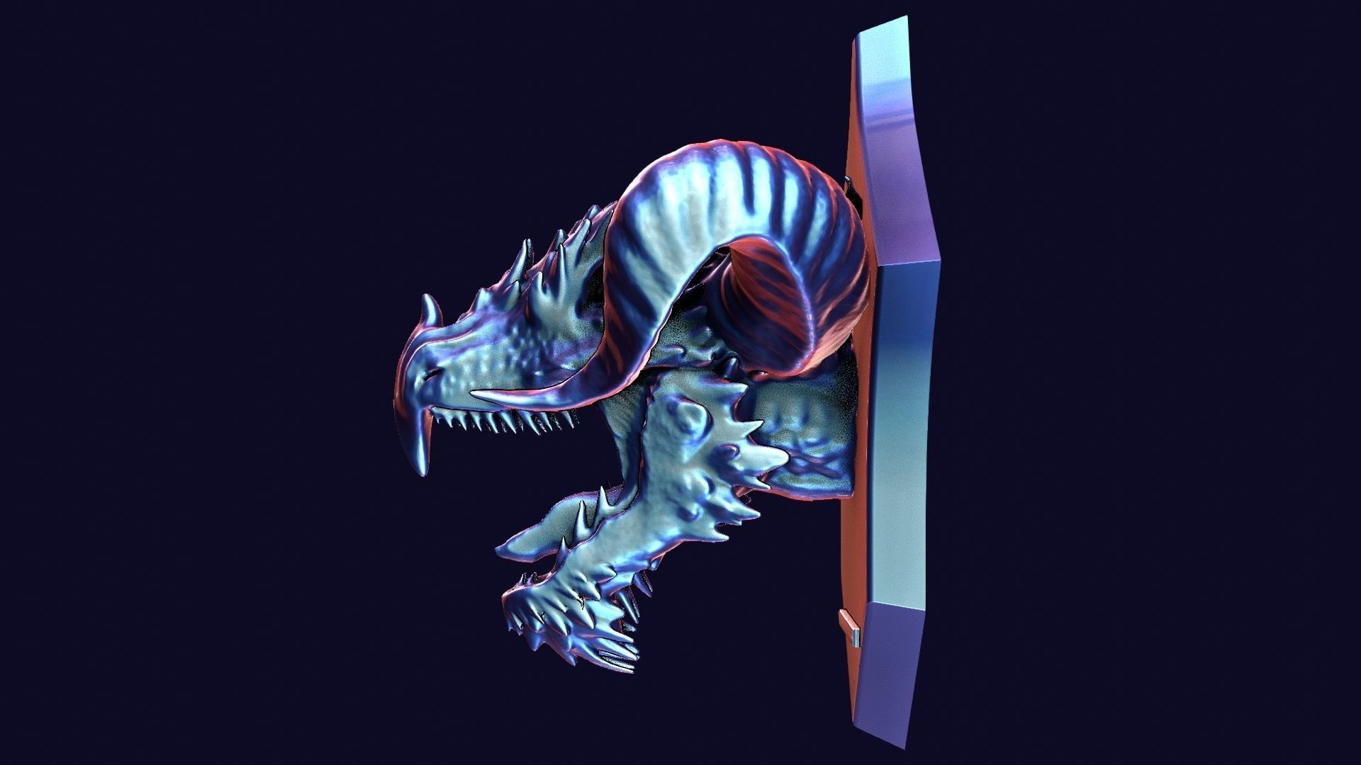 Golden Dragon Head Trophy 3D model_23