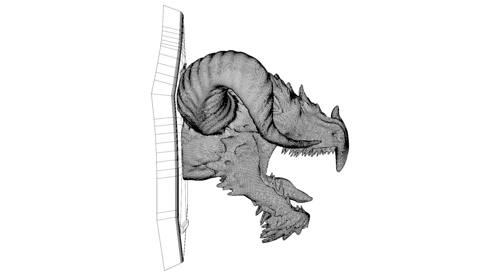 Golden Dragon Head Trophy 3D model_24