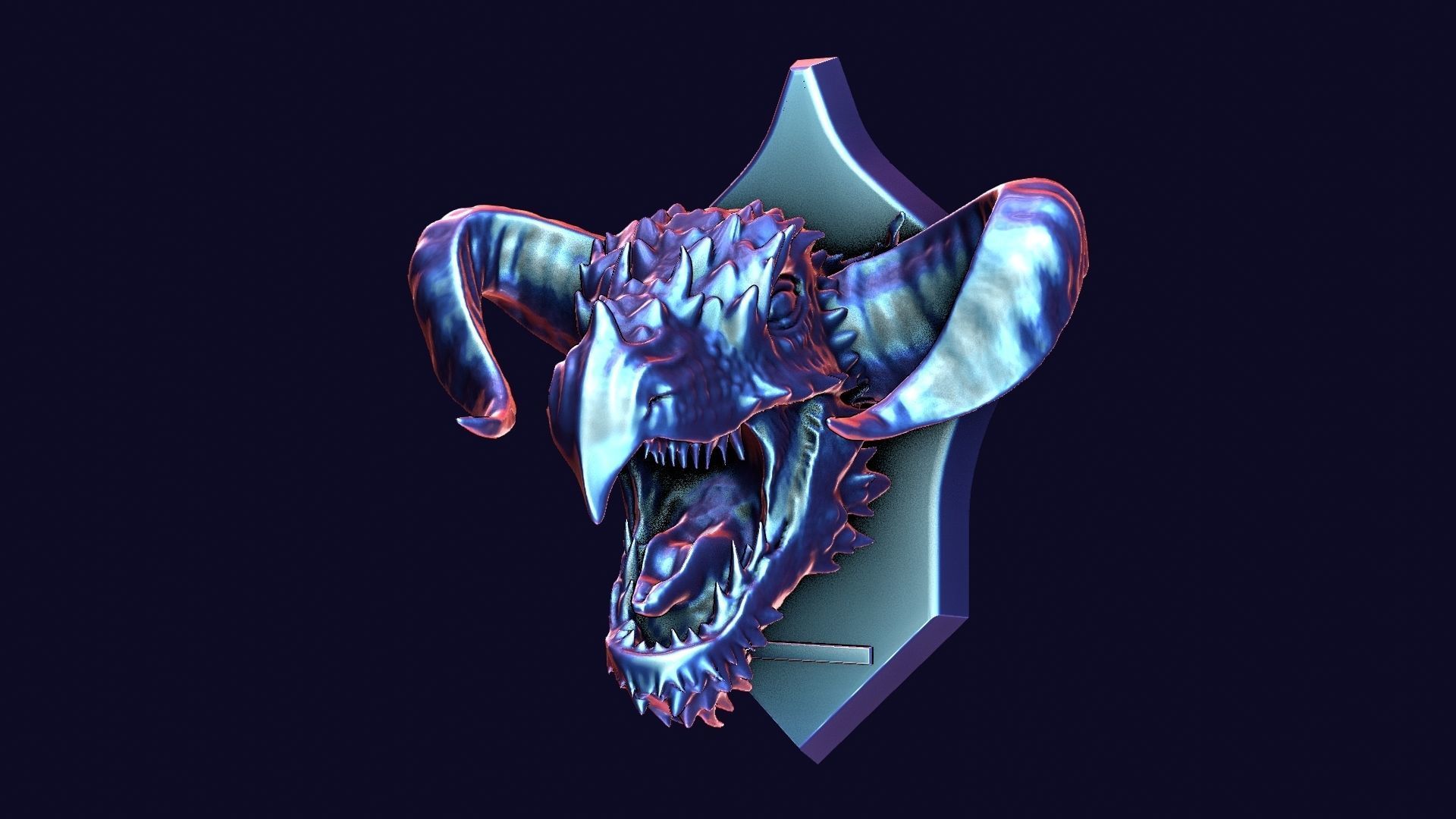 Golden Dragon Head Trophy 3D model_19