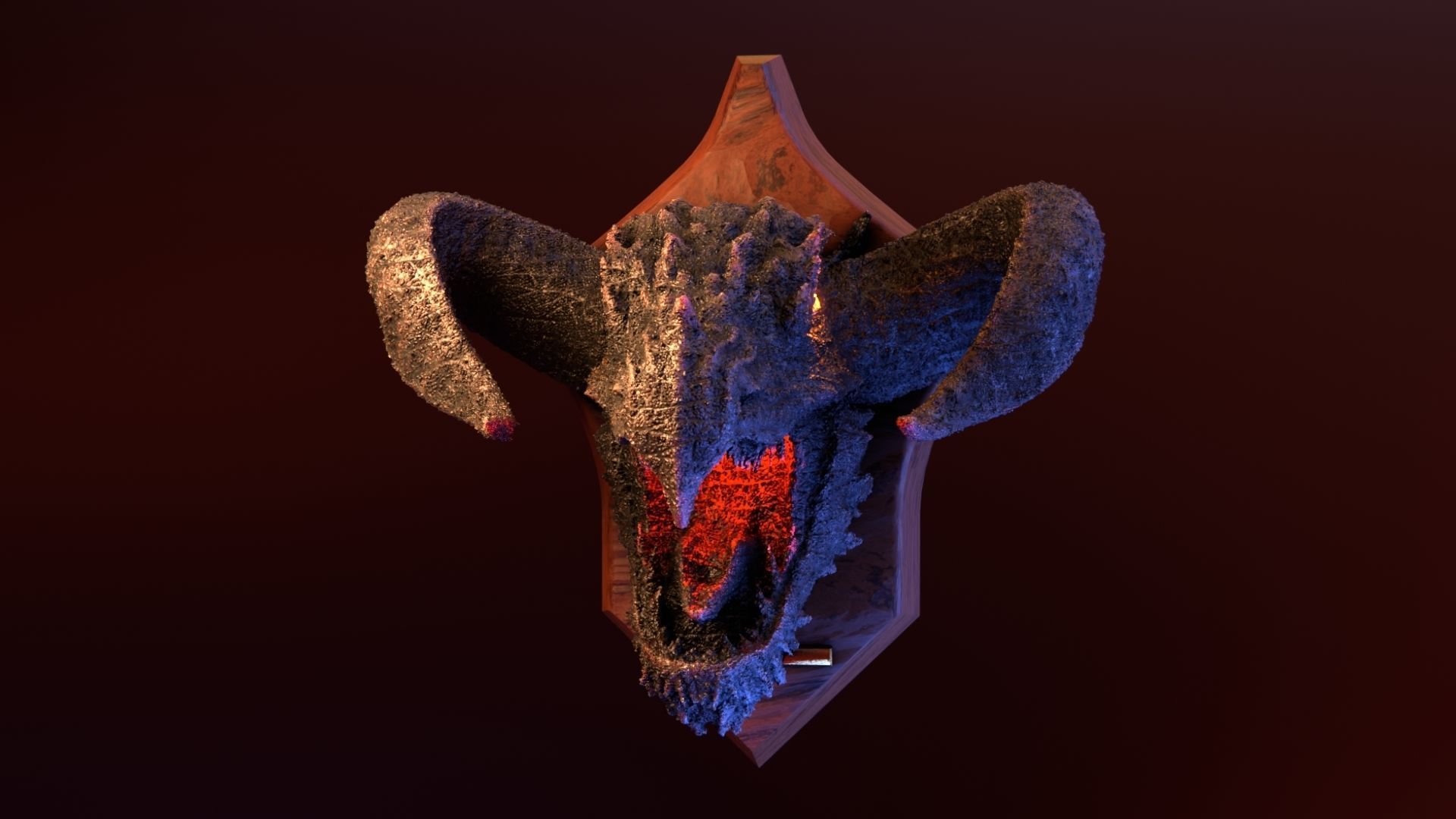 Golden Dragon Head Trophy 3D model_7