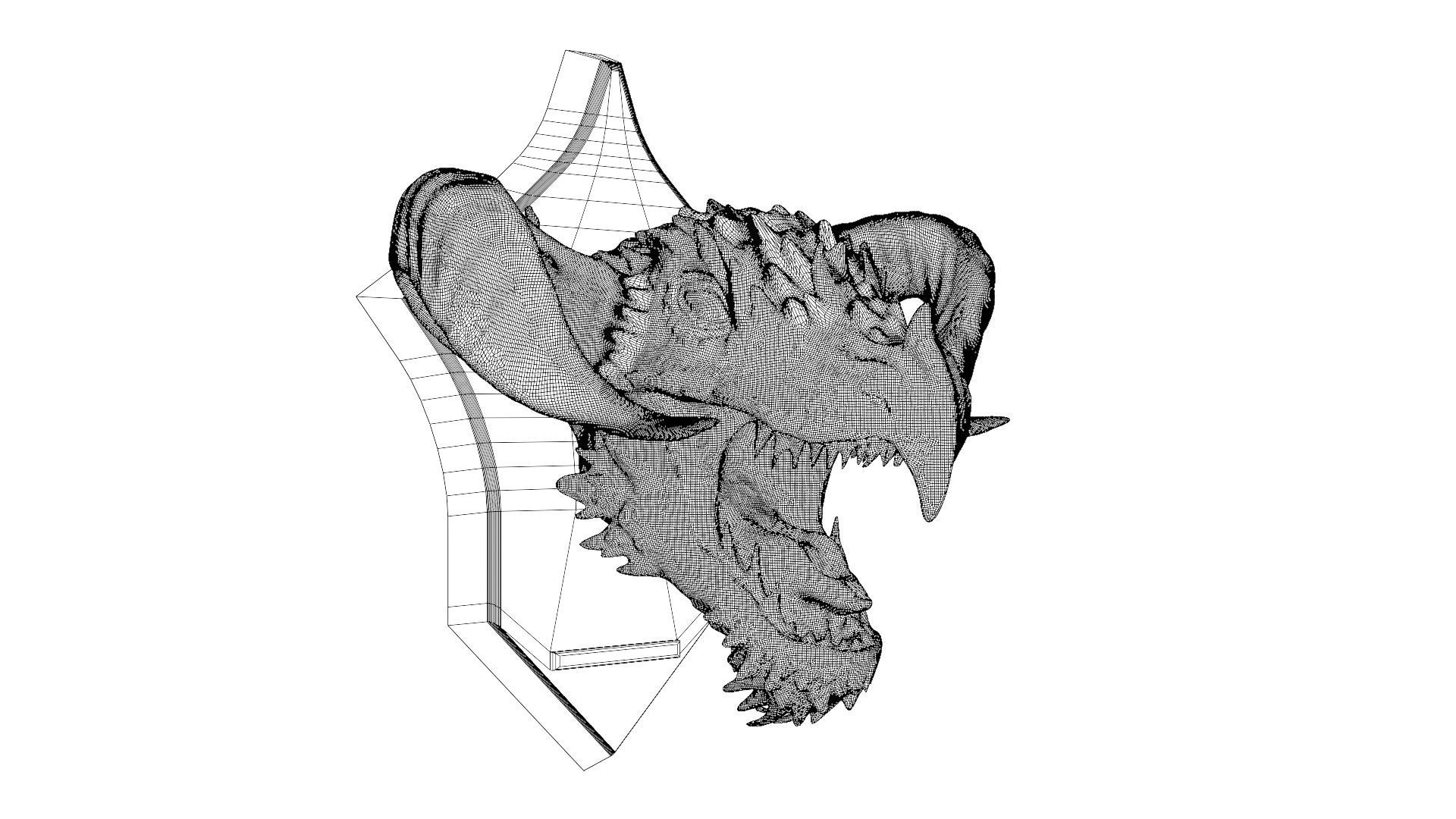 Golden Dragon Head Trophy 3D model_27