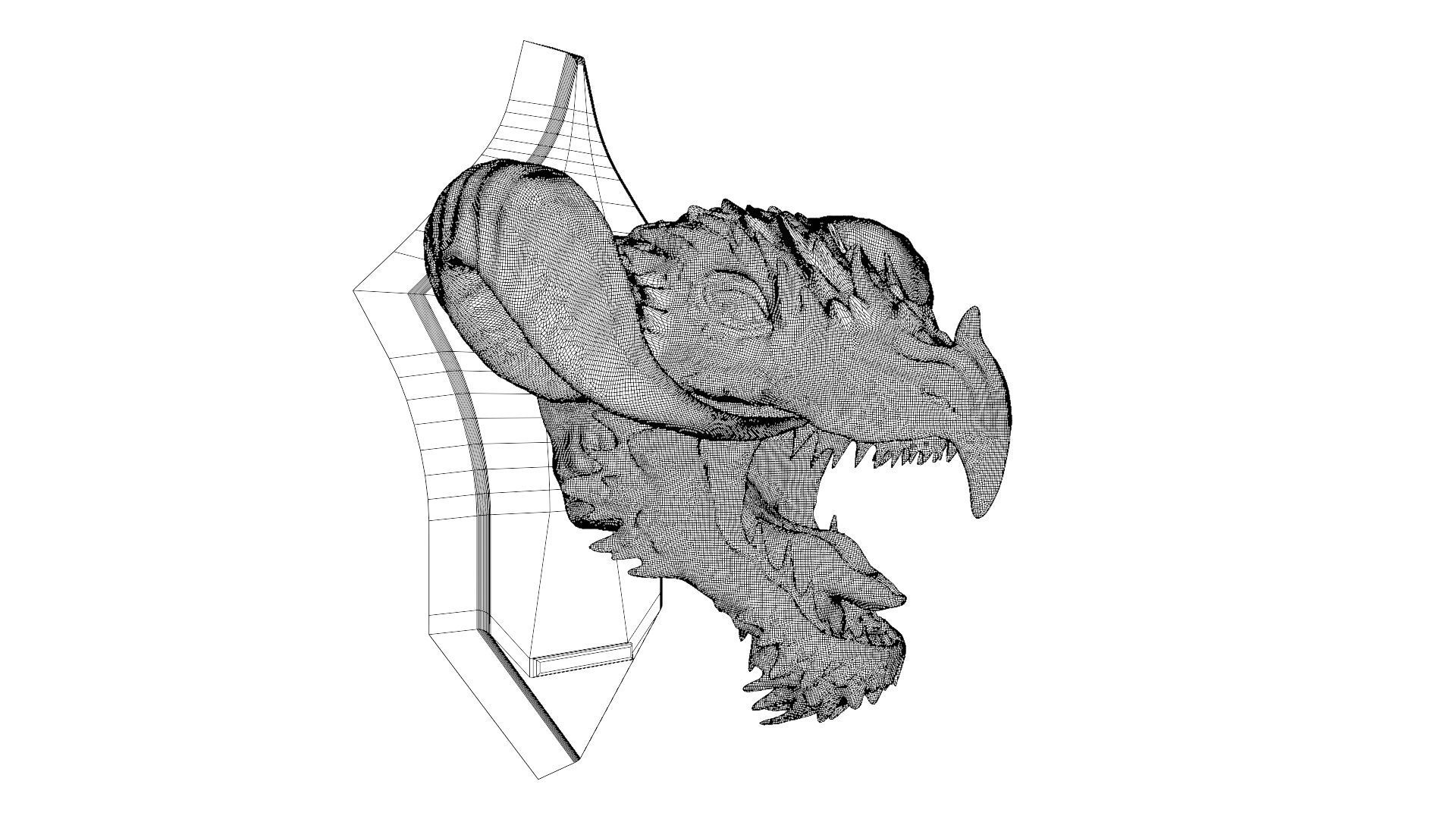 Golden Dragon Head Trophy 3D model_26