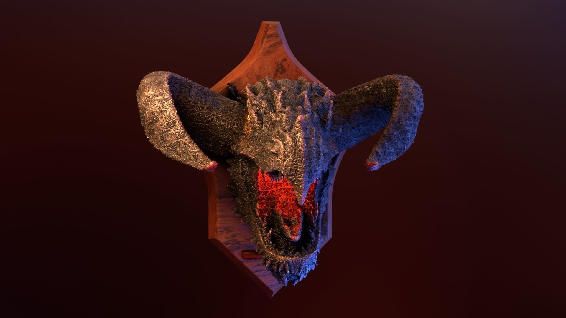 Golden Dragon Head Trophy 3D model_6