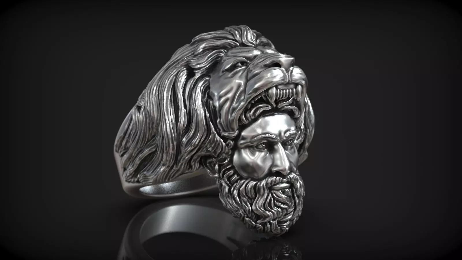 Hercules Nemean Lion Head Greek Myth Antique Ring 3D print model