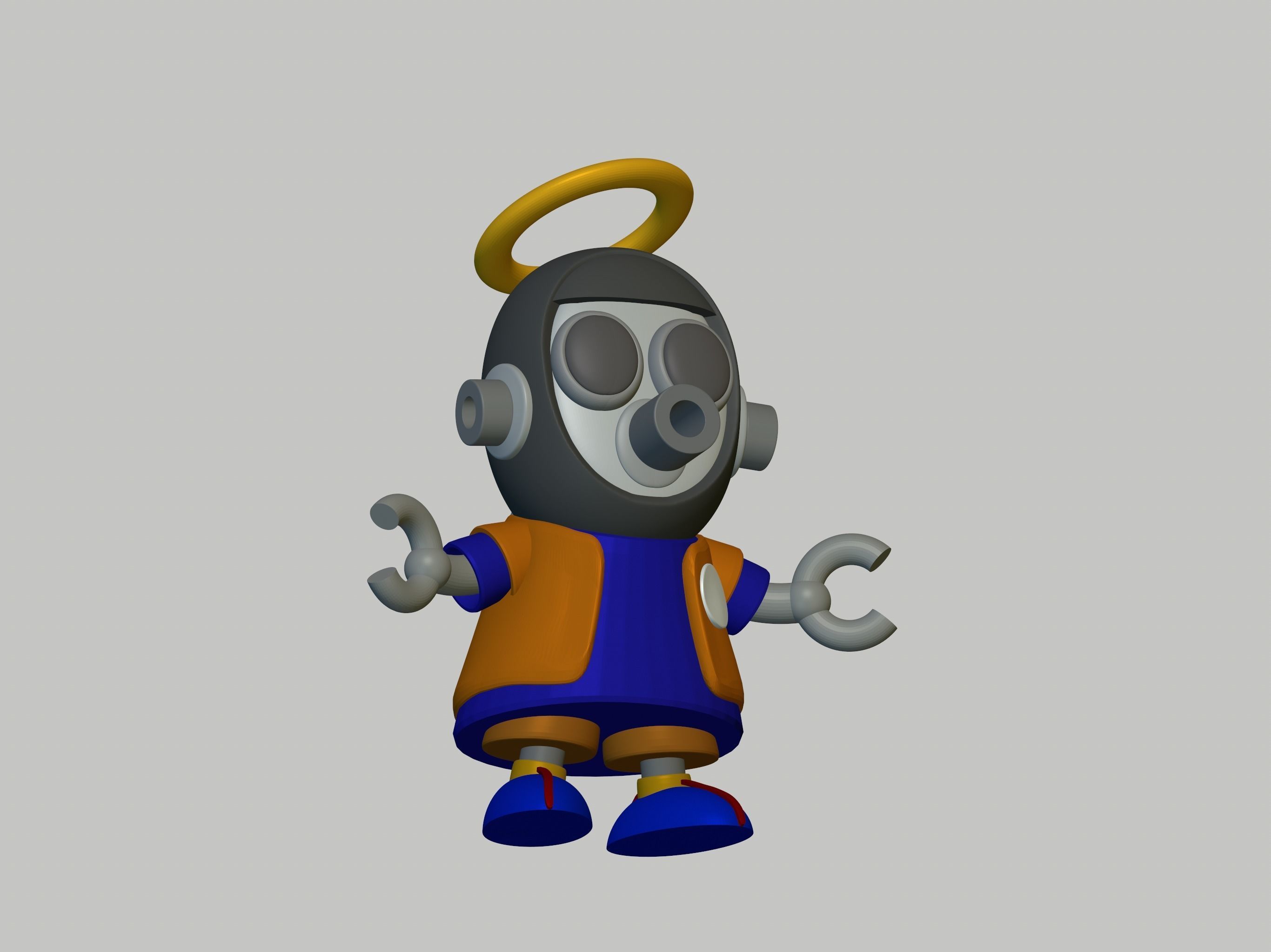 Akira Toriyama Robot mascot with nimbus cloud 3D print model_10