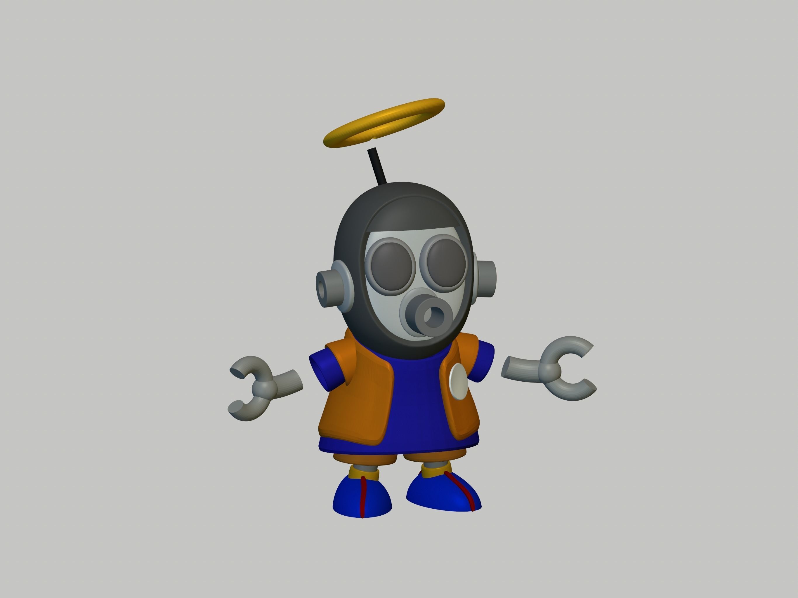 Akira Toriyama Robot mascot with nimbus cloud 3D print model_13