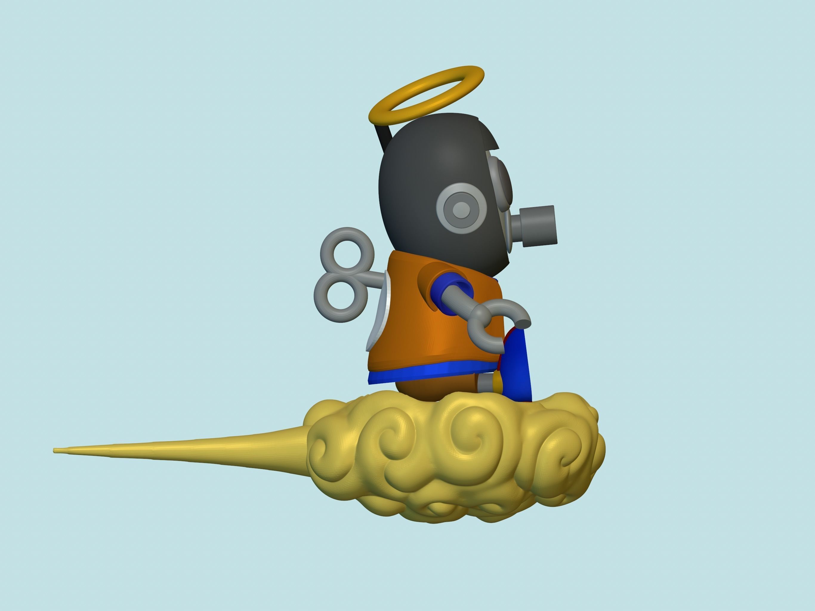 Akira Toriyama Robot mascot with nimbus cloud 3D print model_17