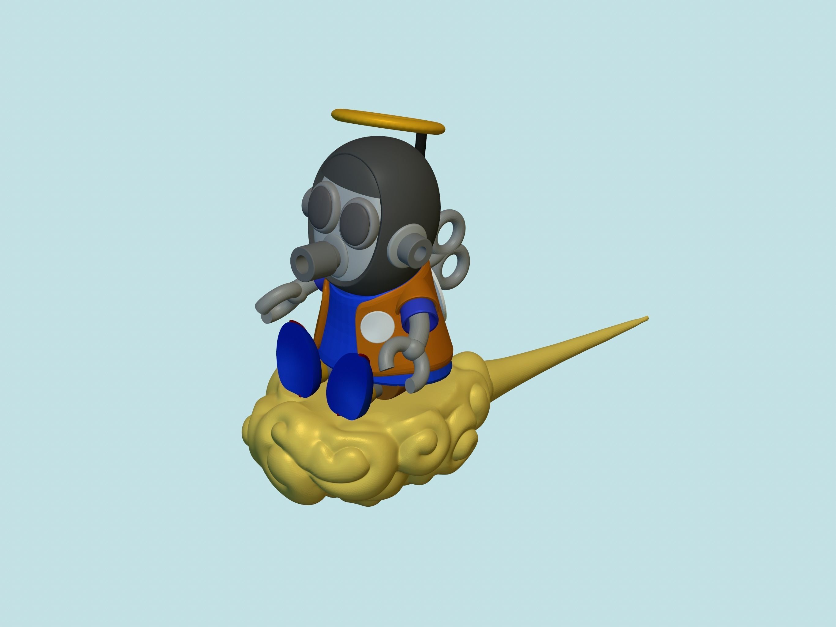 Akira Toriyama Robot mascot with nimbus cloud 3D print model_24