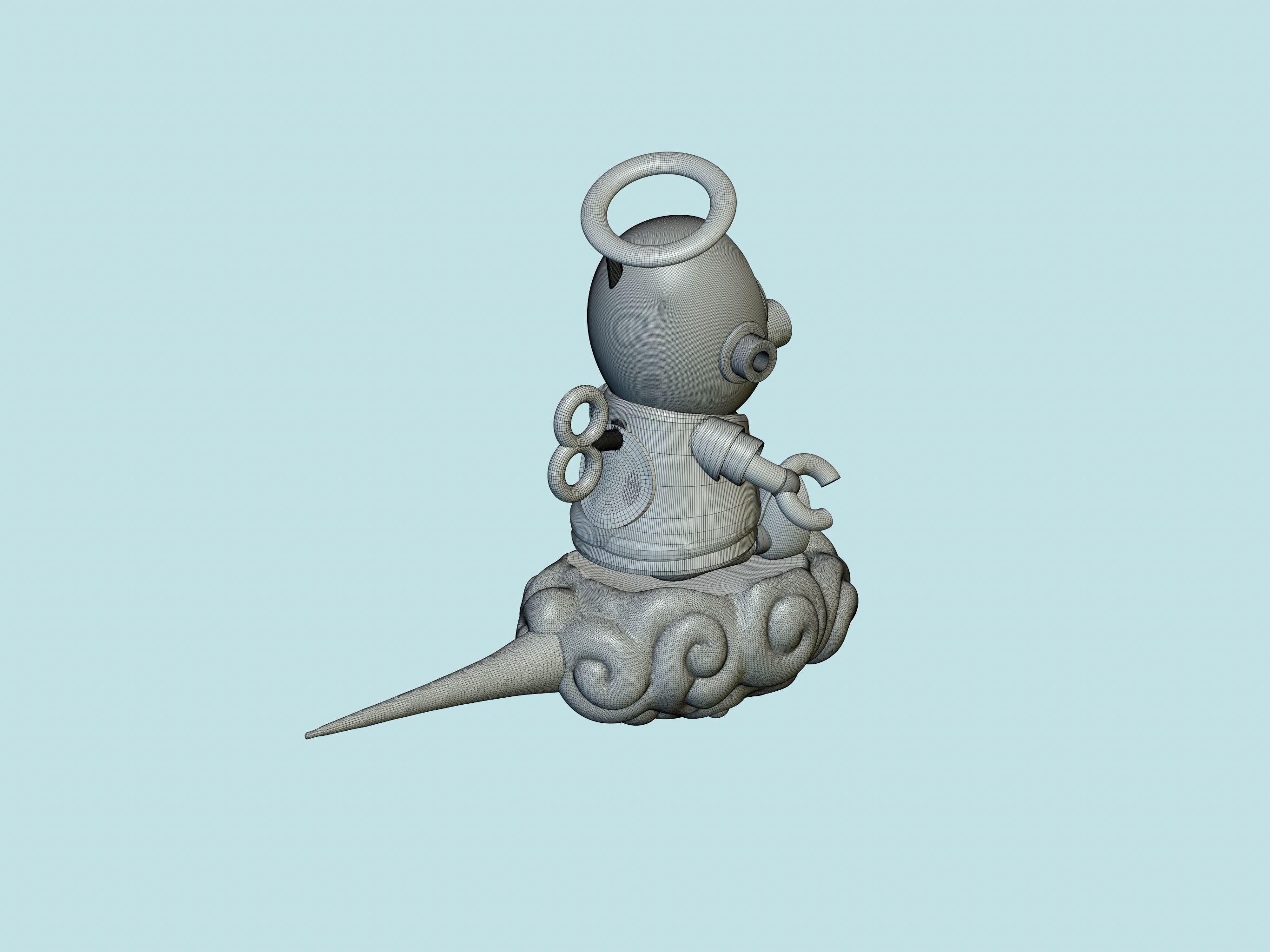 Akira Toriyama Robot mascot with nimbus cloud 3D print model_28