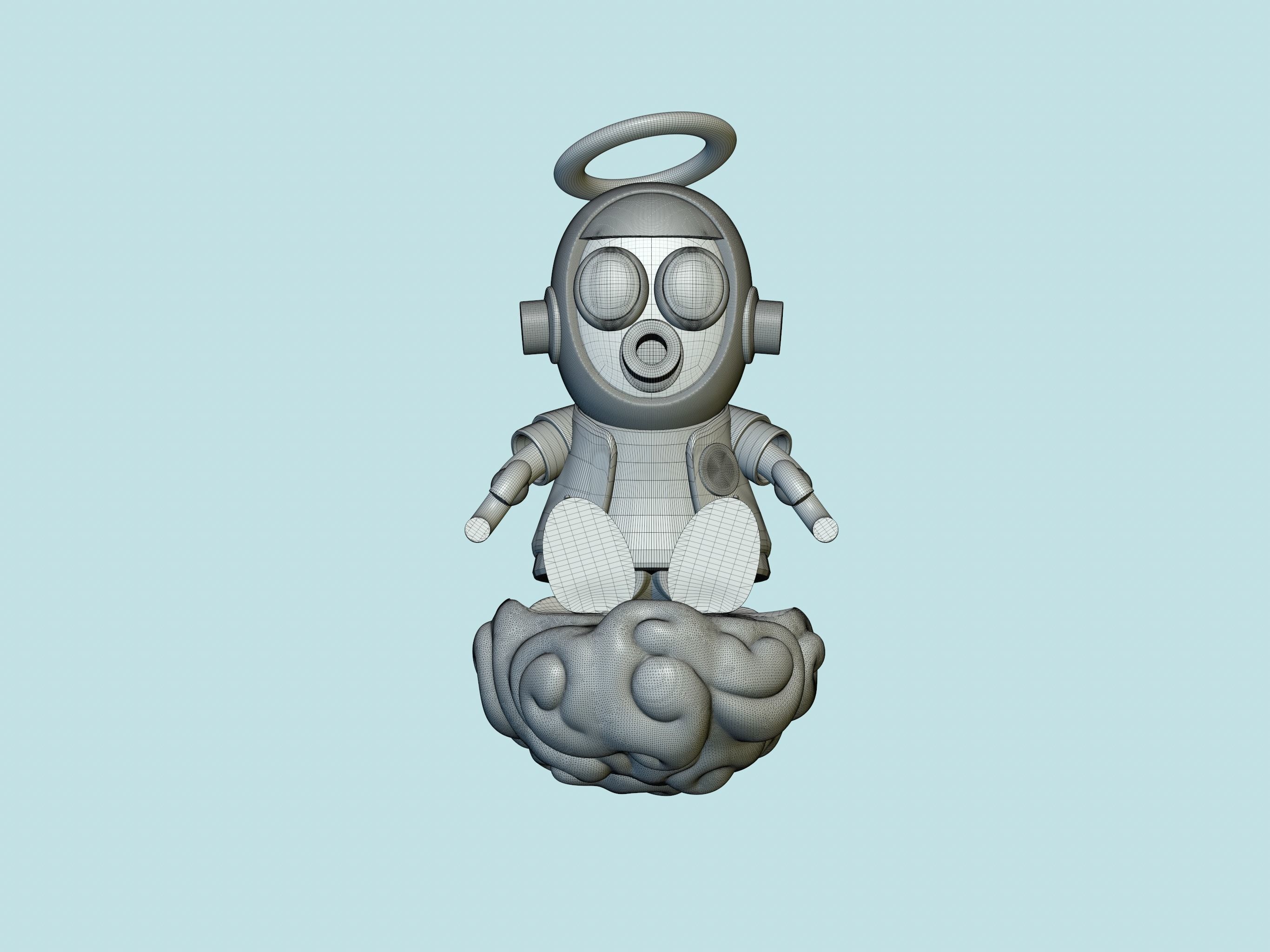 Akira Toriyama Robot mascot with nimbus cloud 3D print model_26