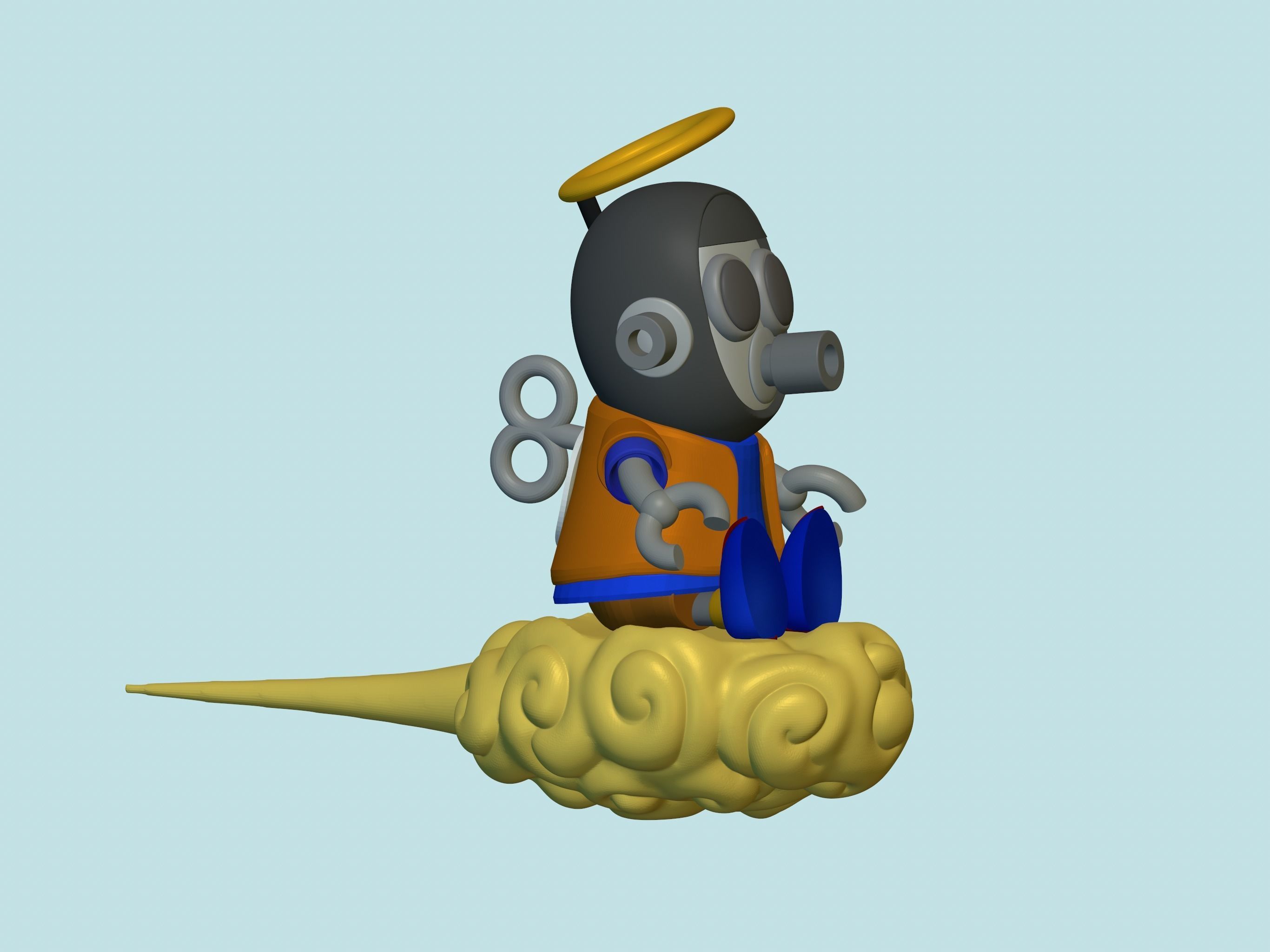 Akira Toriyama Robot mascot with nimbus cloud 3D print model_21