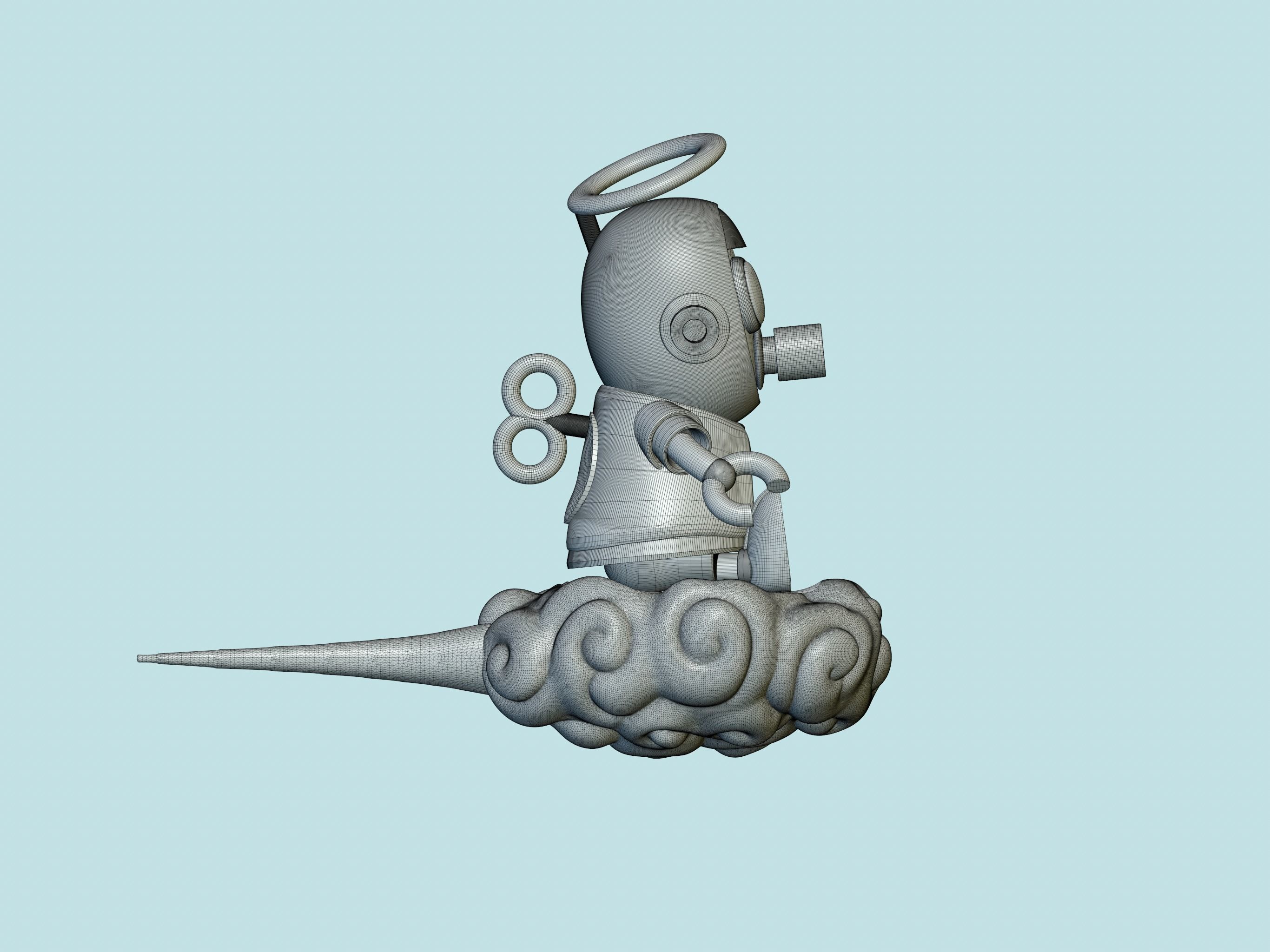 Akira Toriyama Robot mascot with nimbus cloud 3D print model_30