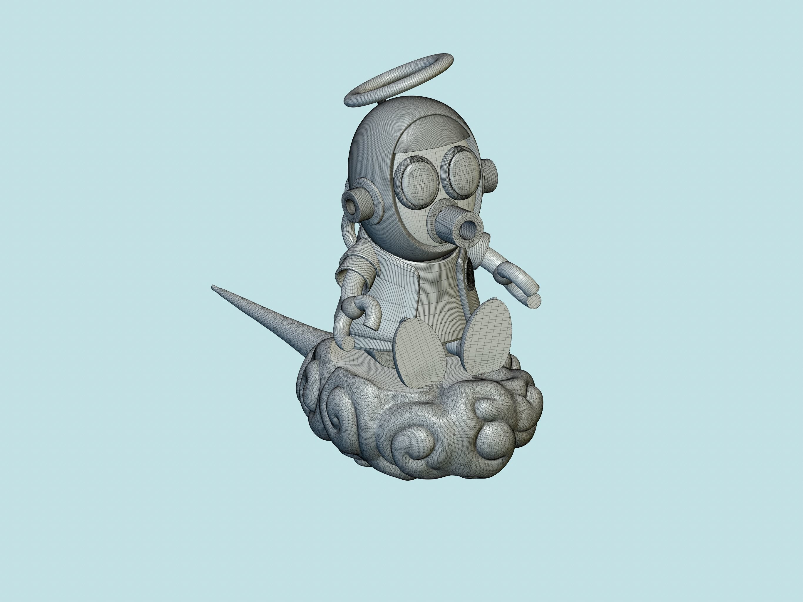 Akira Toriyama Robot mascot with nimbus cloud 3D print model_25
