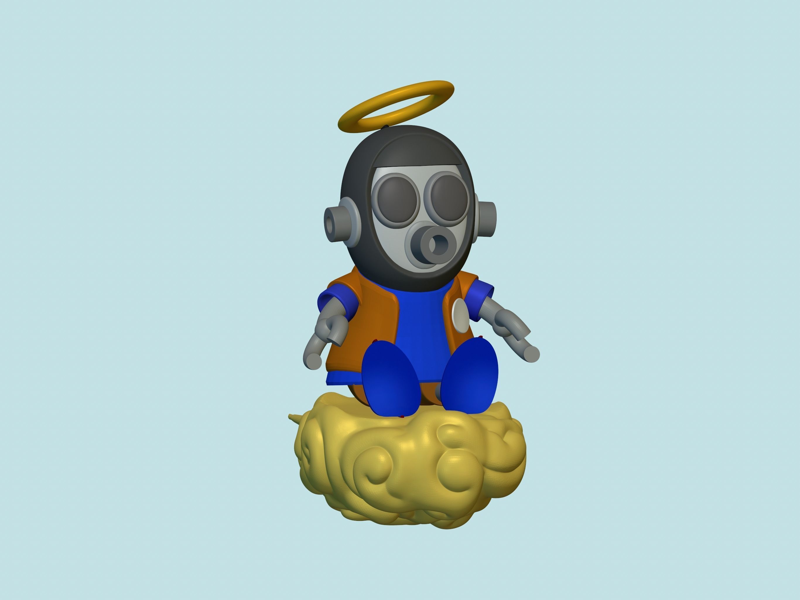Akira Toriyama Robot mascot with nimbus cloud 3D print model_19