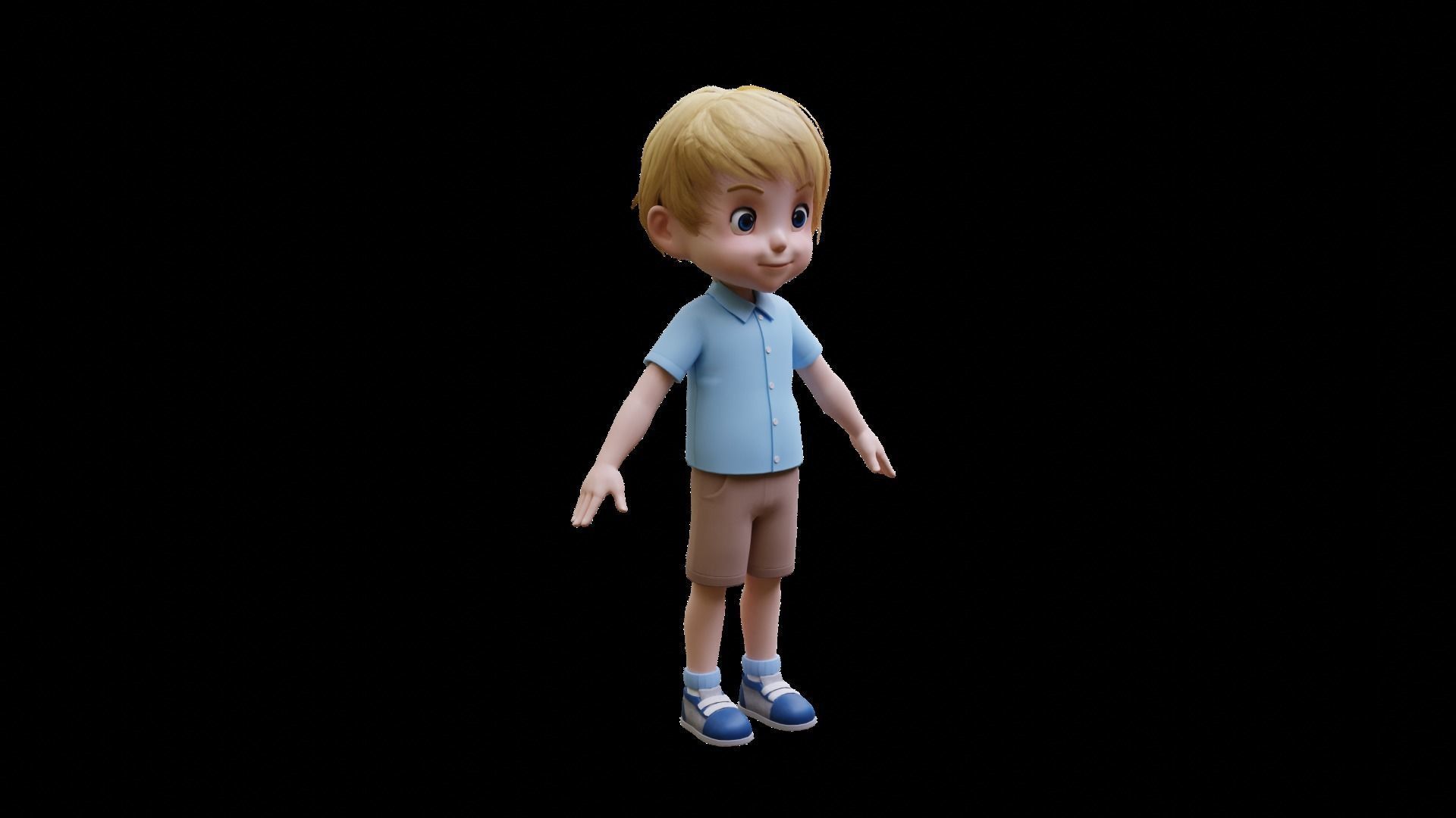 Cute Boy character Low-poly 3D model_2