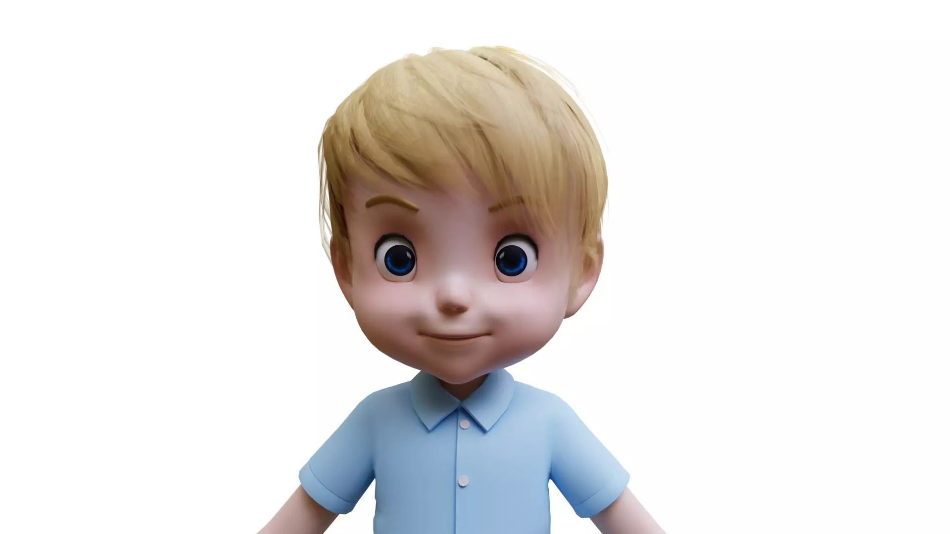 Cute Boy character Low-poly 3D model_0