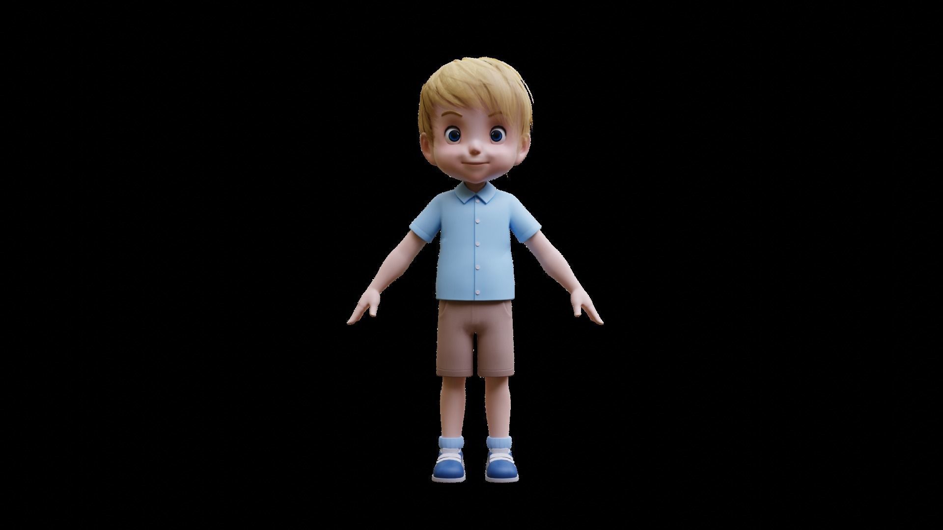 Cute Boy character Low-poly 3D model_1