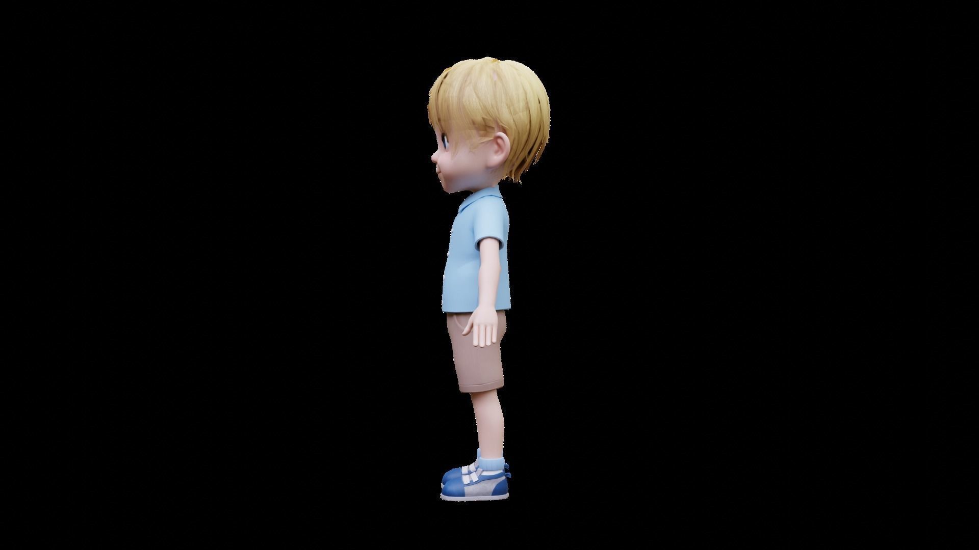 Cute Boy character Low-poly 3D model_3