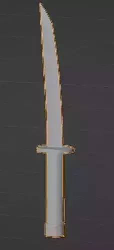 low poly shortblade katana untextured