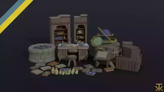 Cartoon fantasy clerk asset Polygonal Style