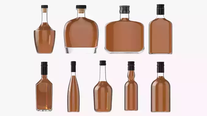 whiskey glass bottles vol2 3D Model Collection