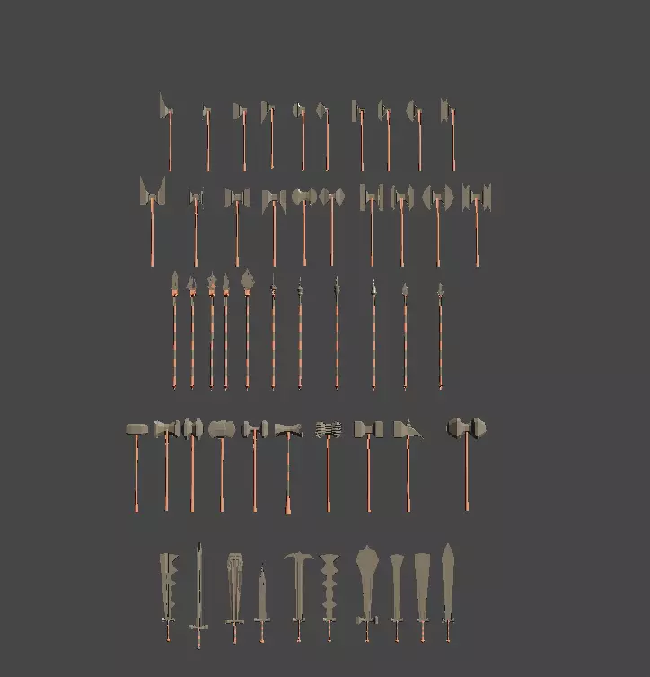 Ork weapons collection Low-poly 3D model