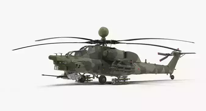 Mi-28N Green Low-poly 3D model