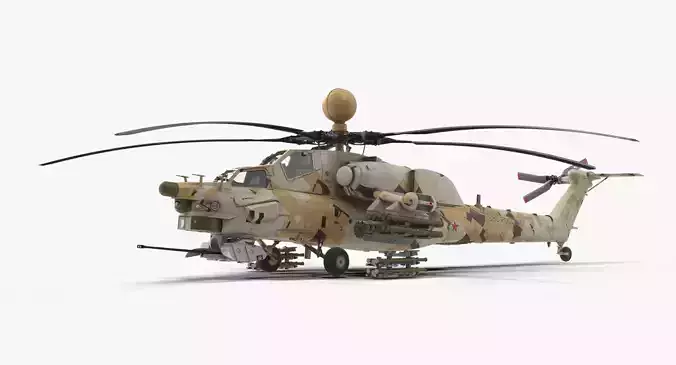 Mi-28N Desert Low-poly 3D model
